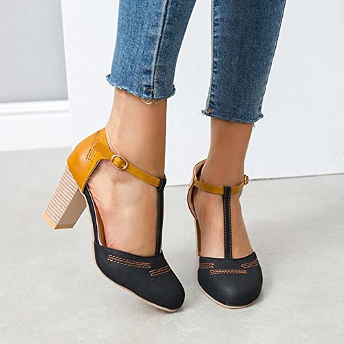 Sandalia de Mujer Ankle Strap con Tacon Casuales Zapatillas Hebilla Tacón alto Zapatos Latinos Böhmen Calzado de Danza para Mujeres rutschfest para Bodas e Eventos al Aire Libre