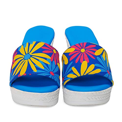 Sandalia Yute Mujer Azul Flores Multicolor talla 40 9 cms