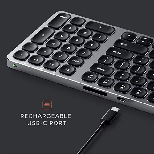 Satechi Teclado Bluetooth Retroiluminado Compacto – BT Inalámbrico 5.0, Sincronización Multidispositivo – Compatible con 2020/2019/2018 MacBook Pro, 2020/2018 MacBook Air, 2020/2018 iPad Pro