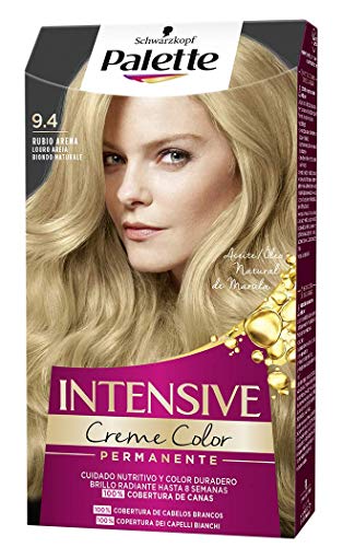 Schwarzkopf Palette Intensive Creme Color – Tono 9.4 cabello Rubio Arena - Coloración Permanente de Cuidado con Aceite de Marula – Óptima cobertura de canas – Color duradero hasta 8 semanas