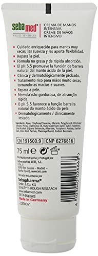 Sebamed Crema Manos Intensiva Pieles Secas 75 ml, Crema de manos hidratante, Protege y cuida la piel de tus manos con el pP 5.5 de la piel sana