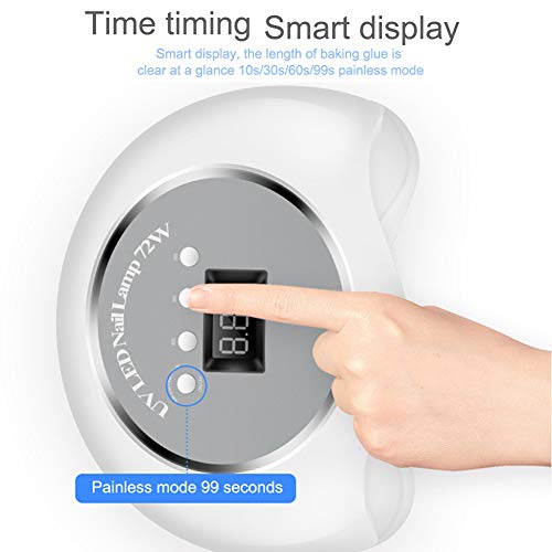 Secador De Uñas Portátil Smart Sensor Gran Espacio Clavo Cuidado 72W Extraíble Base Con 4 Temporizadores Y Pantalla