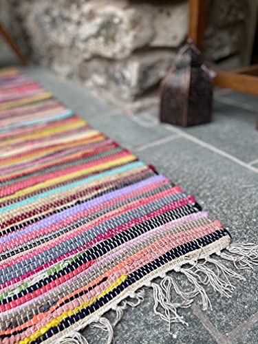 Second Nature Online Trapo multicolor cuadrado grande de Shanti, tejido plano de alfombra con tela reciclada 240 cm x 240 cm Multicolor