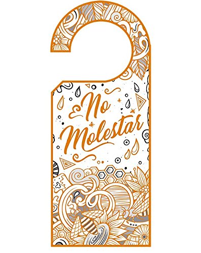 Señalética Hotel Colgadores Puertas No Molestar Naranja impresión Doble Cara PVC | Medidas 11.00 cm x 26.00 cm | Puertas Habitaciones hoteles | Resistentes | Decorativos | Pack de 5 Unidades