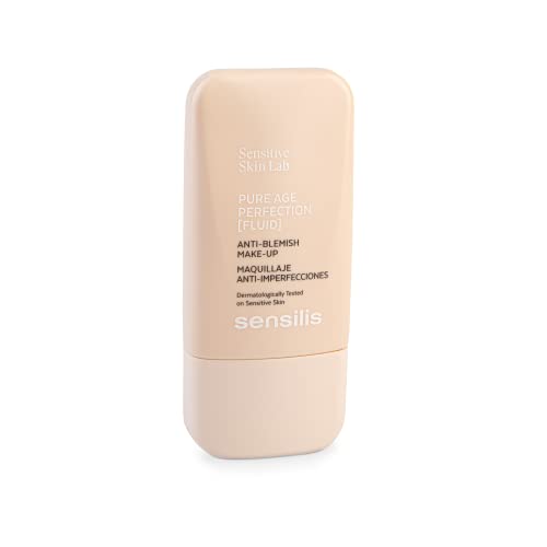 Sensilis Pure Age Perfection Maquillaje 8 Horas de Duración, Tratamiento Antiimperfecciones, Para Pieles Grasas y Con Acné, Tono 01 Beige - 30 ml