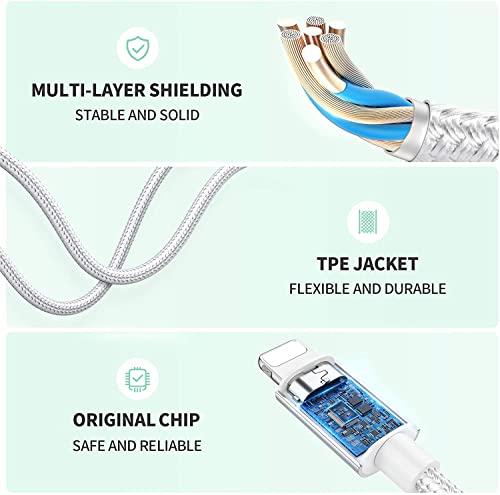 SER FLYMON Adaptateur de câble de Voiture auxiliaire Jack mâle 3,5 mm Compatible Avec iPhone 13/12/11/XS Max/XR/X/8/7 Plus Compatible Avec Tous Les systèmes iOS, 1M-Argent