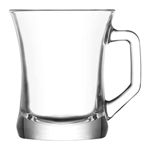 Set de 6 vasos de cristal con asa 225 ml, modelo Zen+, juego de vaos clásicos para té, café, licores, 7,9 x 9,5 cm, resistentes, ligeros, aptos para lavavajillas