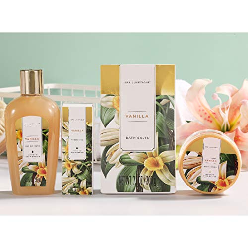 Set de Regalo para Mujer - Spa Luxetique Set de Baño y Ducha con 15 Piezas, Set de Spa para el Hogar,Incluye Bombas de Baño, Exfoliante Corporal, Aceite de Masaje a Vanilla y Más.