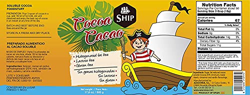 SHIP - Bote de Cacao 500 gramos - Cacao Natural - Endulza tu Vida de Manera Saludable - Sin Lactosa - Sin Gluten - Original de España - Sin Aditivos - Alimentos en Polvo