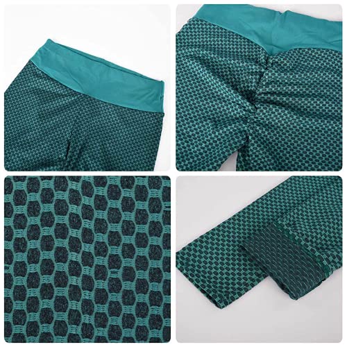 SHUOYUE Leggings para Mujer Push Up 2 Piezas Pantalones de Yoga Cintura Alta Mujer Leggings Deportivos Mallas para Yoga Fitness Entrenamiento Pantalón Elásticos Anticelulíticos (Verde+Gris, M)