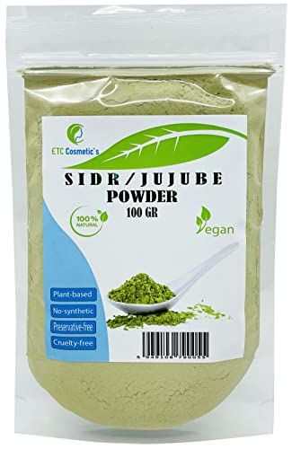 SIDR / azufaifa en polvo - SIDR (JUJUBE) POLVO - 100/200/300 Gr Un polvo de plantas limpiador natural | Apto para todo tipo de cabello, incluido cabello fino, | 100% puro y natural (100 Gr)