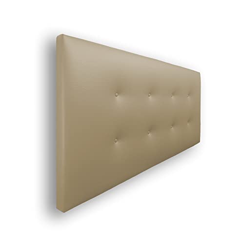 Silcar Home - Cabecero de Cama Tapizado en Polipiel con 2 Hileras de Botones - Modelo Carlo (Beige, 160 cm) - Cabecero Acolchado - Cabezal Tapizado - Cabecero Original - Transporte Incluido