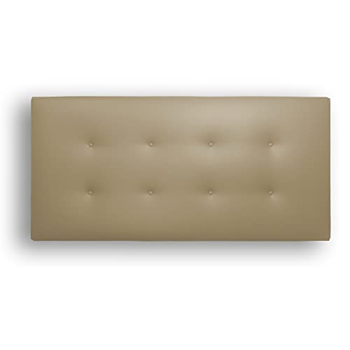 Silcar Home - Cabecero de Cama Tapizado en Polipiel con 2 Hileras de Botones - Modelo Carlo (Beige, 160 cm) - Cabecero Acolchado - Cabezal Tapizado - Cabecero Original - Transporte Incluido