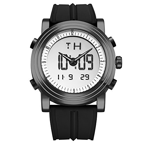 SINOBI para Hombre Reloj de Pulsera Deportivo Cuarzo electrónico Digital Reloj con Alarma Cronómetro Doble Movimiento Hombres de la muñeca Relojes