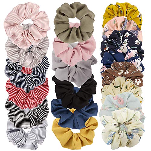 Sinwind 20pcs Scrunchies Gasa elástico pelo bandas Lazos para el cabello Gasa Elásticos para el cabello Scrunchies Scrunchie para niña o para mujer Accesorios para el cabello (multicolor)