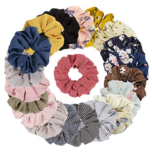 Sinwind 20pcs Scrunchies Gasa elástico pelo bandas Lazos para el cabello Gasa Elásticos para el cabello Scrunchies Scrunchie para niña o para mujer Accesorios para el cabello (multicolor)