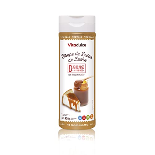 Sirope de dulce de leche sin azúcares añadidos, Topping de dulce de leche, Sirope bajo en calorías 400 gr - Vitadulce