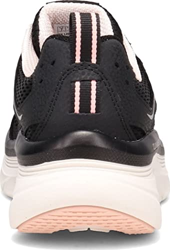 Skechers D'lux Walker, Zapatillas Bajas Mujer, Negro (Black Leather/Mesh/Pink Trim Bkpk), 40 EU