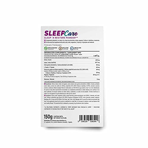 Sleep Care Powder de HSN | Infusión Sabor a Té 150 g = 15 Tomas por Envase | Melatonina + 5-HTP + Magnesio + 5-HTP + Glicina + Teanina + GABA | Relajante para Dormir Mejor