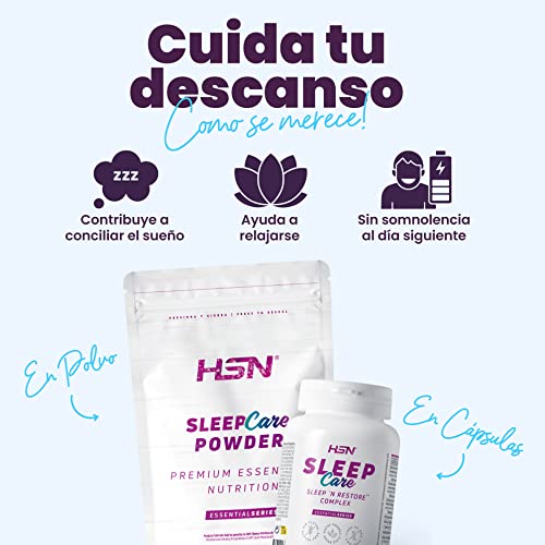 Sleep Care Powder de HSN | Infusión Sabor a Té 150 g = 15 Tomas por Envase | Melatonina + 5-HTP + Magnesio + 5-HTP + Glicina + Teanina + GABA | Relajante para Dormir Mejor