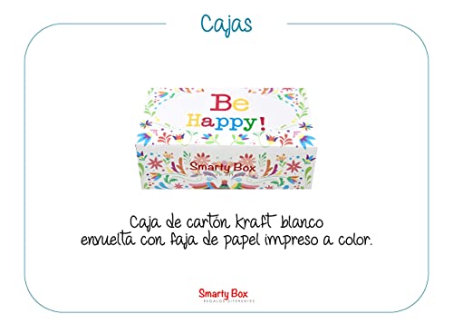 SMARTY BOX Caja Regalo de Caramelos y Gominolas con Frases para Felicitar Cumpleaños, Navidad, Sin Gluten Cesta Chuches Chucherías Golosinas