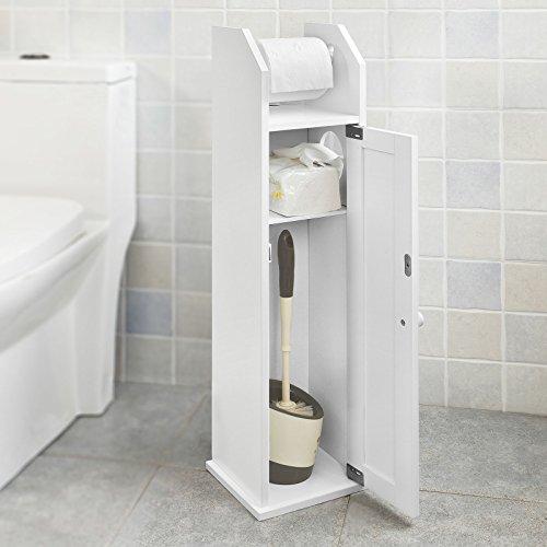 SoBuy FRG135-W, ES Portarrollo para Papel Higiénico, Sostenedor de Papel Higiénico, Porta-Escobillas para WC