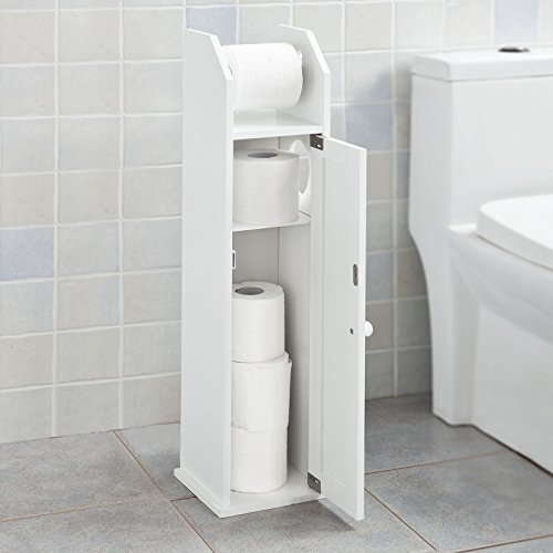 SoBuy FRG135-W, ES Portarrollo para Papel Higiénico, Sostenedor de Papel Higiénico, Porta-Escobillas para WC