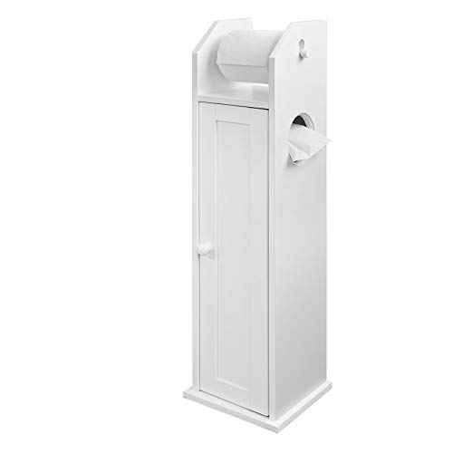 SoBuy FRG135-W, ES Portarrollo para Papel Higiénico, Sostenedor de Papel Higiénico, Porta-Escobillas para WC