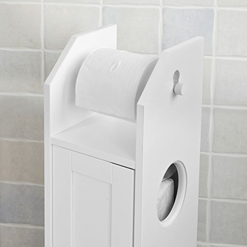 SoBuy FRG135-W, ES Portarrollo para Papel Higiénico, Sostenedor de Papel Higiénico, Porta-Escobillas para WC