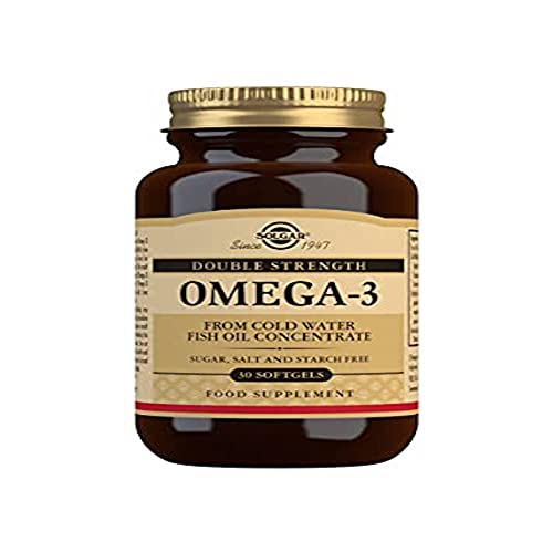 Solgar Omega-3 Doble Concentración Aceite de pescado concentrado de aguas frías. Ácidos grasos poliinsaturados como triglicéridos naturales-30 cápsulas blandas