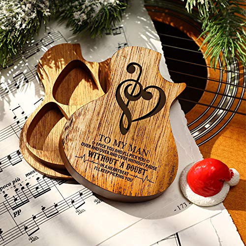 SOUFEEL Caja Púas Guitarra Madera Personalizada 3 Púas de Tu Nombre, Púas Estándar de Guitarra Bajo Eléctrico Acústico Ukelele Regalo para Novio Guitarrista