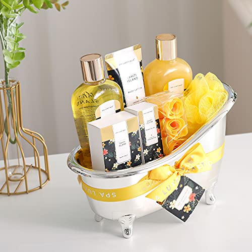 Spa Luxetique Cesta de Regalo, Set de Baño y Ducha para Mujer, Set de Baño y Ducha, Set de Spa con 8 Piezas, Incluye Gel de Ducha, Sales de Baño, Aceite Esencial, Regalo de Belleza para Mujer