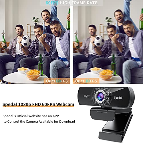 Spedal Webcam 1080p 60fps Full HD Cámara Web con Micrófono para Escritorio Webcam Portátil para PC Webcam USB para Video Chat y Grabación Compatible con Windows Mac Plug and Play