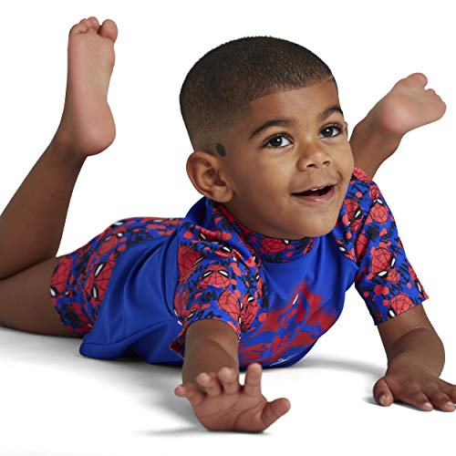 Speedo Marvel Spiderman Sun Top IM Camiseta, Niños, Beautiful Blue/Lava Red/Black/White, 1ANS