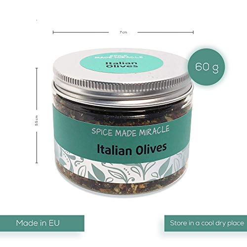 Spice Made Miracle mezcla de especias italianas Aceitunas - condimento para salsas, guisos, patata y platos de pasta - Italian Kitchen Especias, 60g