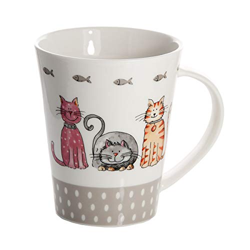 SPOTTED DOG GIFT COMPANY - Tazas de café - tazas de desayuno con motivo de gato - Juego de 4 - regalos originales para mujeres hombres