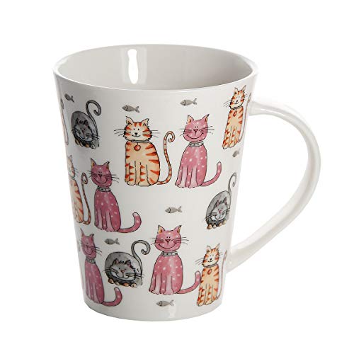 SPOTTED DOG GIFT COMPANY - Tazas de café - tazas de desayuno con motivo de gato - Juego de 4 - regalos originales para mujeres hombres