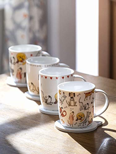 SPOTTED DOG GIFT COMPANY - Tazas de café - tazas de desayuno con motivo de perros - juego de 4 - regalos originales para mujeres hombres