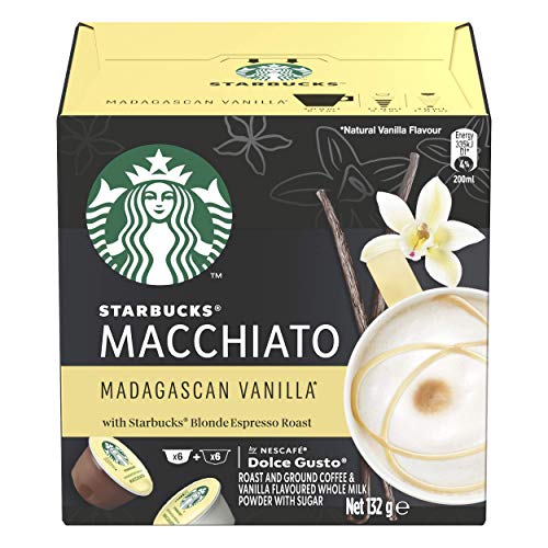 STARBUCKS Vanilla Latte Macchiato de Nescafe Dolce Gusto Cápsulas de Café, 6 x caja de 12 unidades