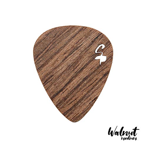 Stickpick - Juego de 7 púas de guitarra flexibles de madera auténtica, para guitarras eléctricas, acústicas y bajos en diferentes grosores, en caja de aluminio de alta calidad, Made in Germany