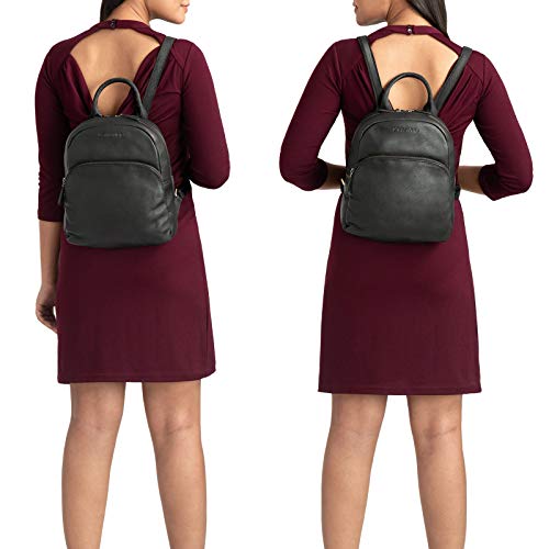 STILORD 'Ruby' Daypack Mochila de Cuero para Mujeres Pequeña Backpack Vintage Bolso de Mano Mochila de Día de la Ciudad para Salir de Compras de Auténtica Piel, Color:Negro