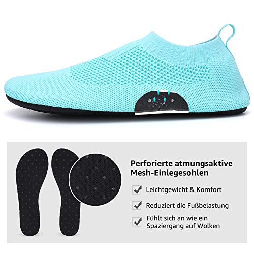 STQ Zapatillas Mujer Comodos de Casa Non-Slip Pantufla Comodos Transpirables Zapatos Malla Sneaker Aque 38/39 EU