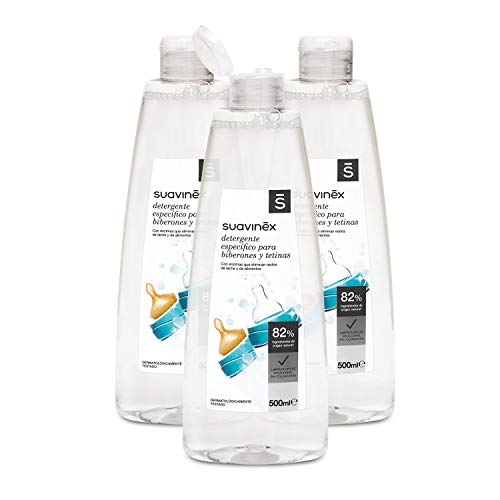 SUAVINEX 307576 - Lote de 3 botellas de gel limpiador de biberones (500 ml), transparente