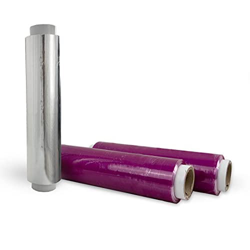 SUMICEL - PACK COCINA - Papel de Aluminio + Film alimentación transparente- 30 centímetros x 300 Metros REALES - Especial para catering, cocina, peluquería (Pack 2 rollos Film + 1 rollo Aluminio)
