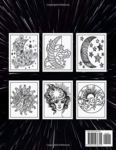 Sun ,Moon & Star Coloring Book For adults: An Adults coloring book sun, moon, planets ,stars and more design for stress relief & relaxation.