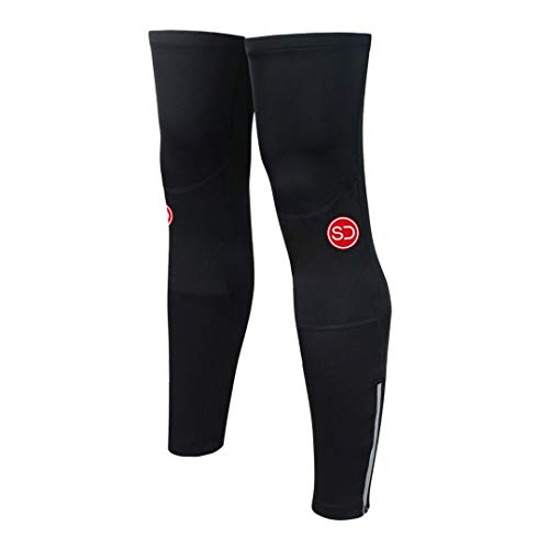 SUNDRIED Ciclo de la Pierna Calentadores Mangas térmico para Ciclismo Rutas para el Invierno de Bicicletas Montar en Bicicleta Apparel (Negro, L)