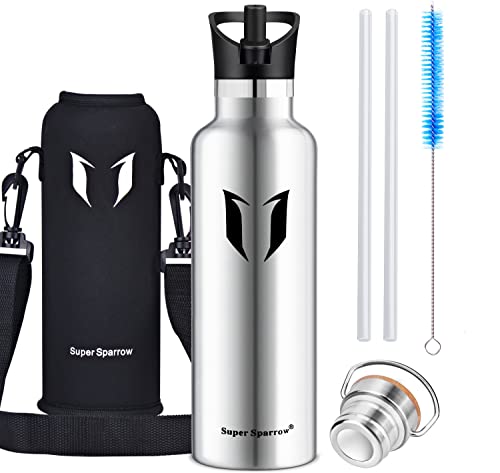 Super Sparrow Botella Agua Acero Inoxidable - Botella Agua Niños - 500ml - Botella Termica Boca Estándar - Sin BPA , para Niños & Adultos, Deporte, Oficina, Yoga, Ciclismo