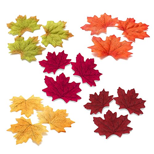 Surtido de 100 hojas de arce artificiales, de la marca Wady, en colores de otoño. Hojas de seda para decoración de mesa para bodas y fiestas otoñales