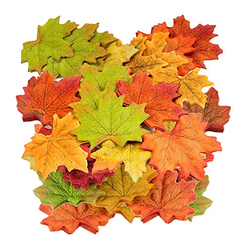 Surtido de 100 hojas de arce artificiales, de la marca Wady, en colores de otoño. Hojas de seda para decoración de mesa para bodas y fiestas otoñales