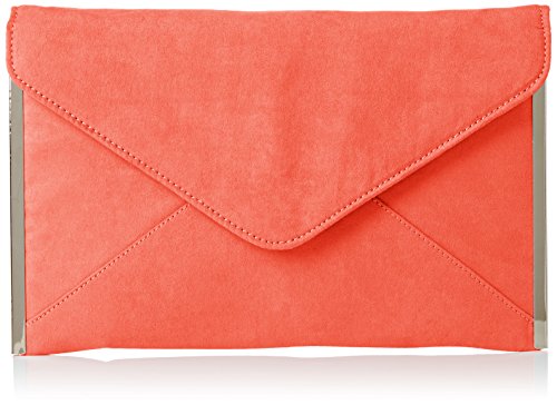 SwankySwans Louis Suede Slim Envelope Party Prom Clutch Bag Clutch, Naranja (Neon Coral), Talla Unica